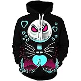 mlsjdger Unisex Nightmare Before Christmas Jack & Sally Novelty Hoodie 3D Print Sweatshirts Hoodie for Adult