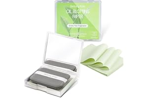 BEAUTY KATE 2 Pack Oil Blotting Sheets for Face, Oil Blotting Paper Green Tea Total 100 sheets with Portable Mirror Case & Makeup Puff Makeup Friendly