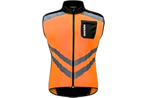 WOSAWE Men's High Visibility Cycling Wind Jacket Water Resistance Reflective Windbreaker