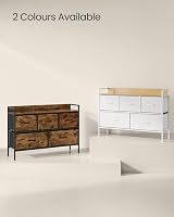 SONGMICS Chest of Drawers 5 Fabric Drawers Steel Frame Cloud White Oak Beige view 6