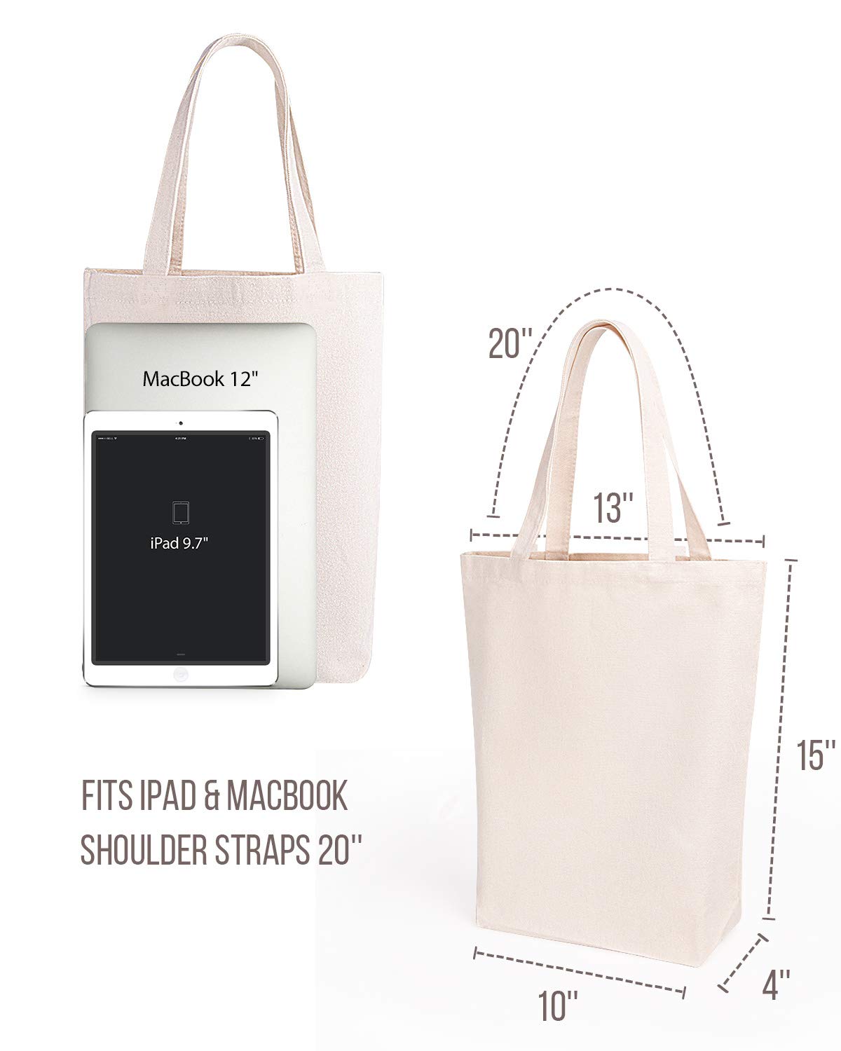 Lily Queen Natural Canvas Tote Bags DIY Reusable Shopping Grocery Bag