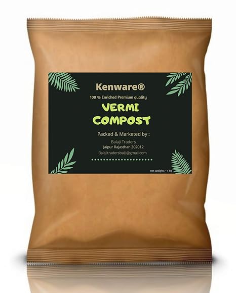 Kenware Organic Vermicompost for Plants| 1 Kg | with 0% Soil | Plant Manure fertilizers Nutrient for Home & Kitchen Garden