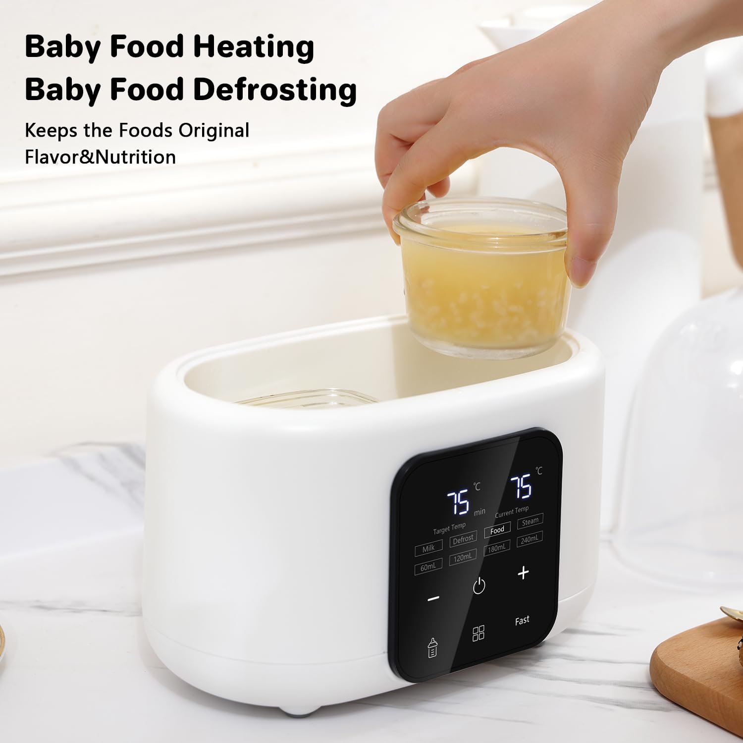 Double Bottle Warmer, 10-in-1 Fast Baby Bottle Warmer for Breastmilk and Formula, Fits 2 Bottles, Accurate Temp Control, Defrost, Sterili-zing, Heat Food, Milk Volume Choice, 48H Thermostat (White)