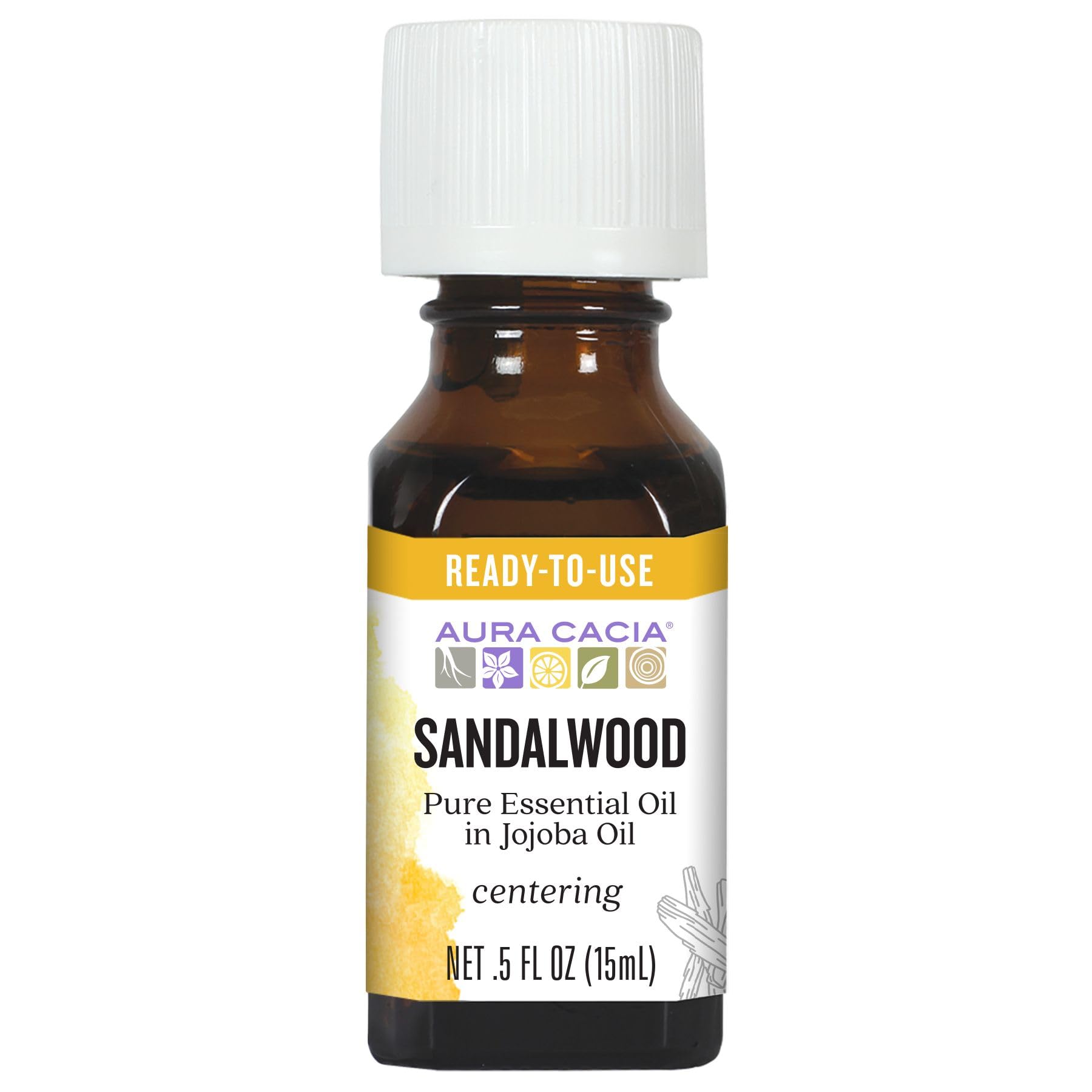 Aura Cacia Precious Essentials Sandalwood Blended with Jojoba Oil, 0.5 Fluid Ounce