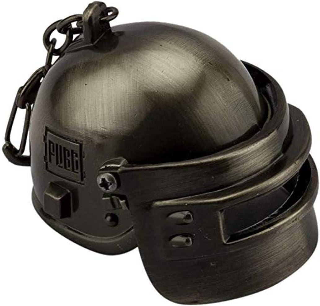 CHUMMA PUBG Level 3 (Big Size) Game Battleground Helmet Keychain Metallic Grey Colour Keychain & Keyring for Bikes, Cars, Bags, Home, Cycle, Men, Women, Boys and Girls
