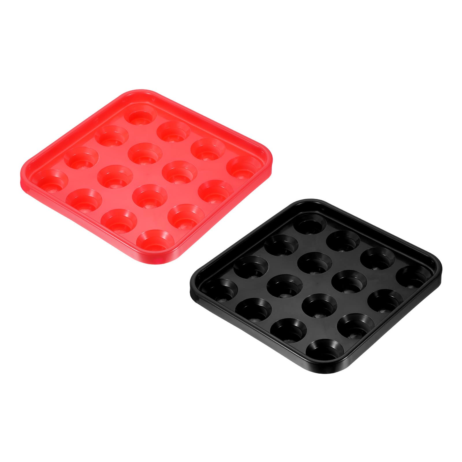 PATIKIL Pool Ball Tray, 2 Pack Billiard Ball Holder Snooker Ball Storage Tray Tool Pool Table Accessory for 16 Balls, Black/Red