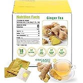 Soilmount - Ginger Tea - |Ginger Root|姜|jiang| - Pure Herbal Tea - Natural, Organic, Non-GMO, Clean Ingredients, Caffeine Free (18 Tea Bags, Box 1)