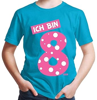 HARIZ Jungen T-Shirt Ich Bin Acht Zahlen Pink 8 Geburtstag Kinder Geschenkidee Inkl. Geschenk Karte
