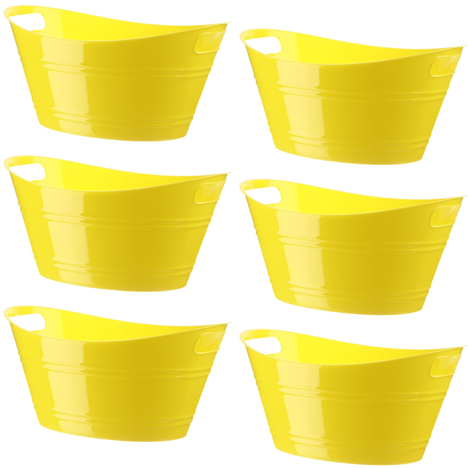 Photo 1 of Patelai 6 Pcs Ice Buckets Bulk, Plastic Ice Buckets with Handles, Oval Storage Tub, Large Capacity Ice Drink Tub for Party Bar Wine Beer Champagne Beverage Bottle Cooler(4.5 Liter,Yellow)