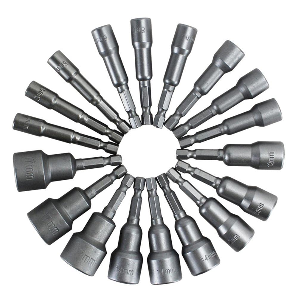Hex Socket Nut Bolt Driver Set Drill Bit Socket Wrenches Tools Set Magnetic Drill Bits Nutsetters Electric Hand Tool Kits 14pcs Hex Shank