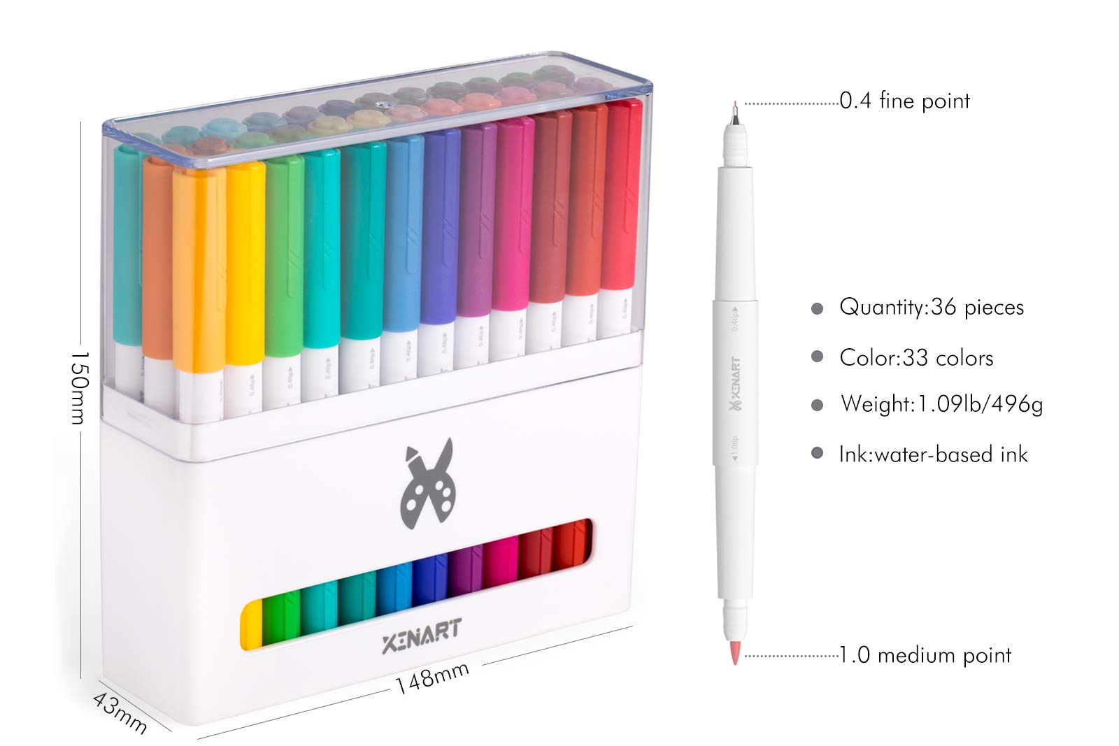 Xinart Pens for Cricut Maker 3,Maker,Explore 3,Air 2, Dual Tips 36pcs Markers Pens Set Waterbased Ink Ultimate Fine Point Pen (0.4 Tip & 1.0 Tip)
