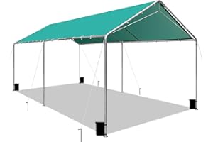 SAILARY Heavy Duty 10 X 20 Ft Easy to Assemble Metal Car Canopy Shelter with Reinforced Steel Cables, Outdoor Portable Garage for Car, Boat Tent, Green