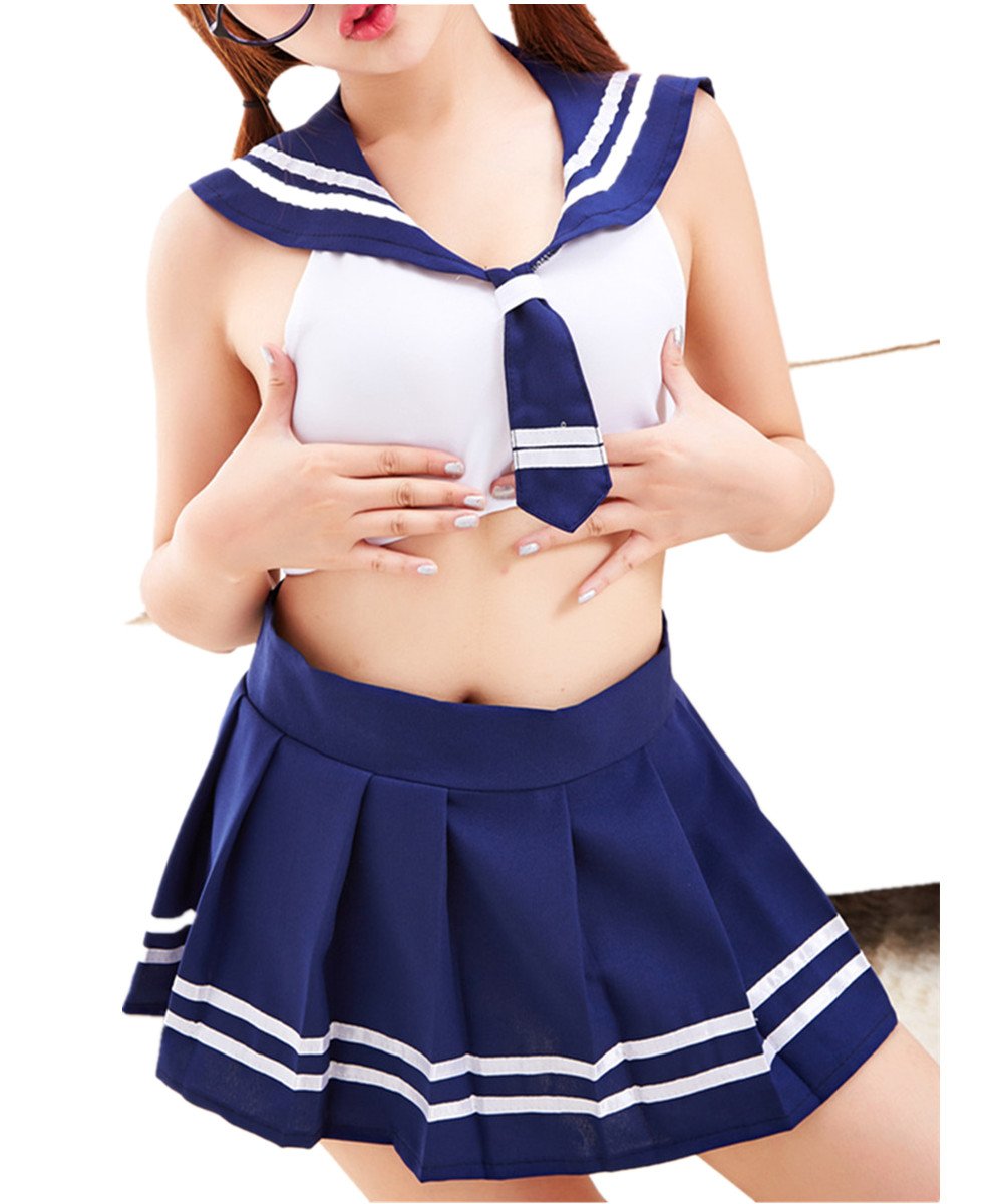 Sexy Lingerie Set Naughty Cosplay Women Role Play Mini Plaid Skirt School Girl Student Uniform Costume