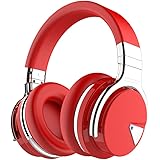 COWIN E7 Active Noise Cancelling Bluetooth Headphones with Microphone Deep Bass Wireless Headphones Over Ear, Comfortable Protein Earpads, 30H Playtime for Travel Work TV Computer IPhone - Red