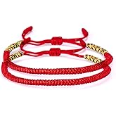 COLORFUL BLING Handmade Weave Tibetan Buddhist Woven Knots Bracelets Mens Womens Lucky Red String Bracelets for Protection Jewelry
