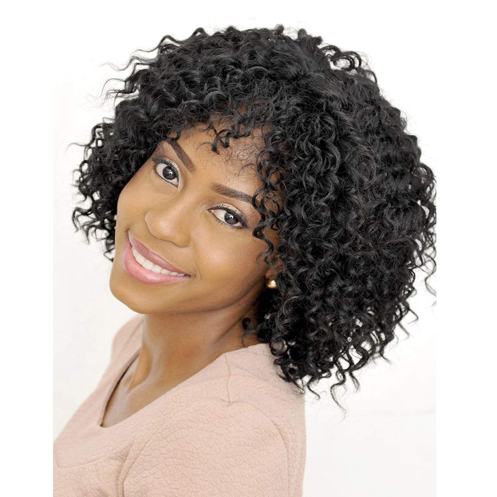 Amazon Com Short Fluffy Wavy Wigs Big Curls Wigs For Black Women