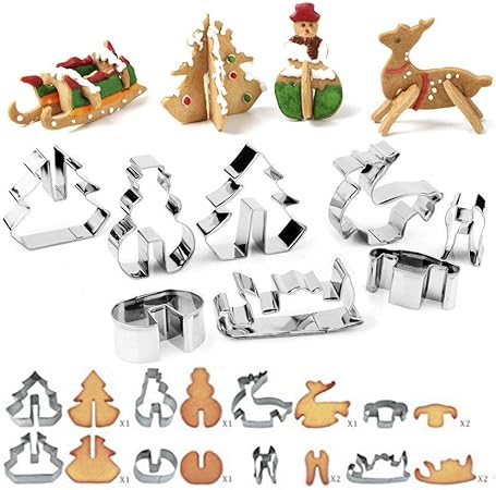 Stampo Biscotti Albero Di Natale.Set Di 8 Formine Per Biscotti Di Natale 3d In Acciaio Inox Stampini Per Biscotti Fatti In Casa Per Bambini Motivi Albero Di Natale Pupazzo Di Neve Slitta Alce Amazon It Casa E