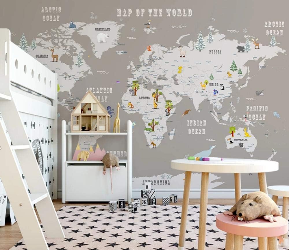Peintures Outils Et Traitement Des Murs Papier Peint Intisse Gris Animal Carte Du Monde Monde Enfants Chambre 3d Autocollant Vinyle Murale Papier Peint Fond Mur Art Deco Fond Decran 3d 350x256cm Xxl Bricolage