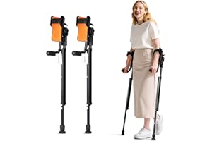 FUSHIDE Adjustable Forearm Crutches for Adults, 10 Level Height, Ergonomic Arm Crutches, Comfortable Cuffs and Wide Floor Mat