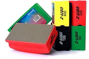 Z-lion Electroplated Diamond Polishing Hand Pads Arc Shape Back for Glass Stone Granite-Set of 4 Pcs