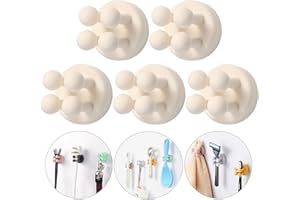 iBetterLife Self-adhesive Silicone Hook Holders - 5Pcs Mounted to Wall for Clipping Hanging Toothbrush Razor Towel Key Plug Cable, Utility Holders for Kitchen Bathroom Home Office Dorm Room Essentials