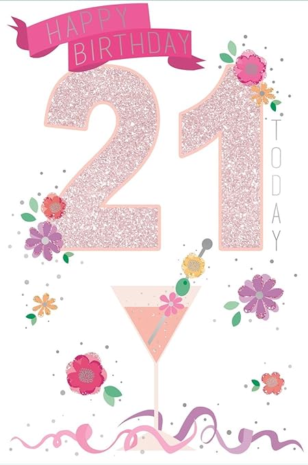 Biglietto D Auguri Da Donna Per I 21 Anni Grandi Numeri Rigati Coriandoli Luminosi 19 7 X 13 3 Cm Amazon It Casa E Cucina