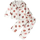 Kids Baby Girl Boy Satin Pajamas Set Button Down Sleep Shirt Top+Long Pants Bottoms Sleepwear Loungewear Clothes