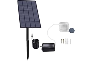 Irishom Solar Pond Oxygenator, Aquarium Oxygen Aerator Air Pump Fishing Aerator with Pipe Air Bubble Stones for Garden Fish Tank Outdoor Pool Pond
