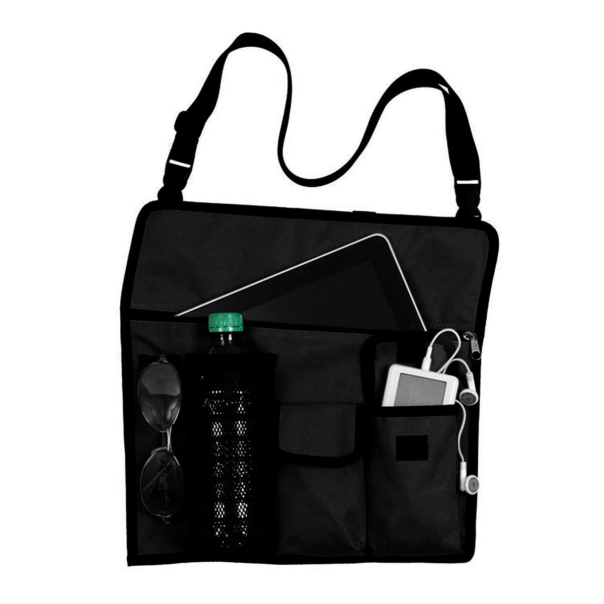 Heavy Duty Oxford Chair Armrest Organizer Waterproof Beach Chair Hanging Storage Pouch Snack Bag with 4 Pockets For Outdoor Folding Camping Chair Caddy Seat Arm Rest Cup Holder Shoulder Side Tote Bag