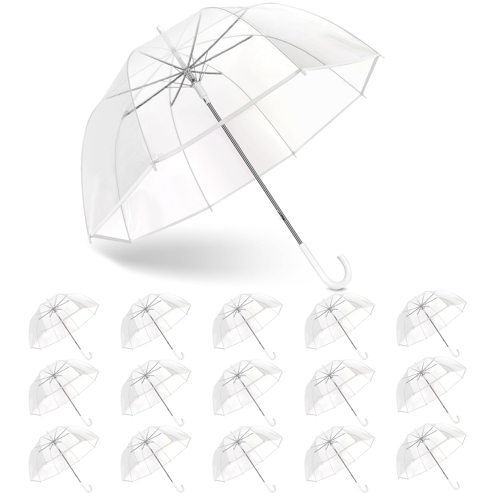 Photo 1 of 16 Pack Clear Bubble Wedding Umbrellas, High-Visibility Transparent Rain Umbrella, Firm and Durable, Easy Operation, Fit for Wedding Bride Groom Photography Golf Outdoor