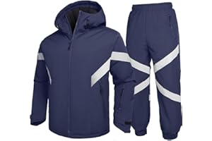 GEMYSE Men's Ski Suit Waterproof Snow Suit Winter snowboard Jacket and Pants Set Hooded ski outfits with Reflective Trim