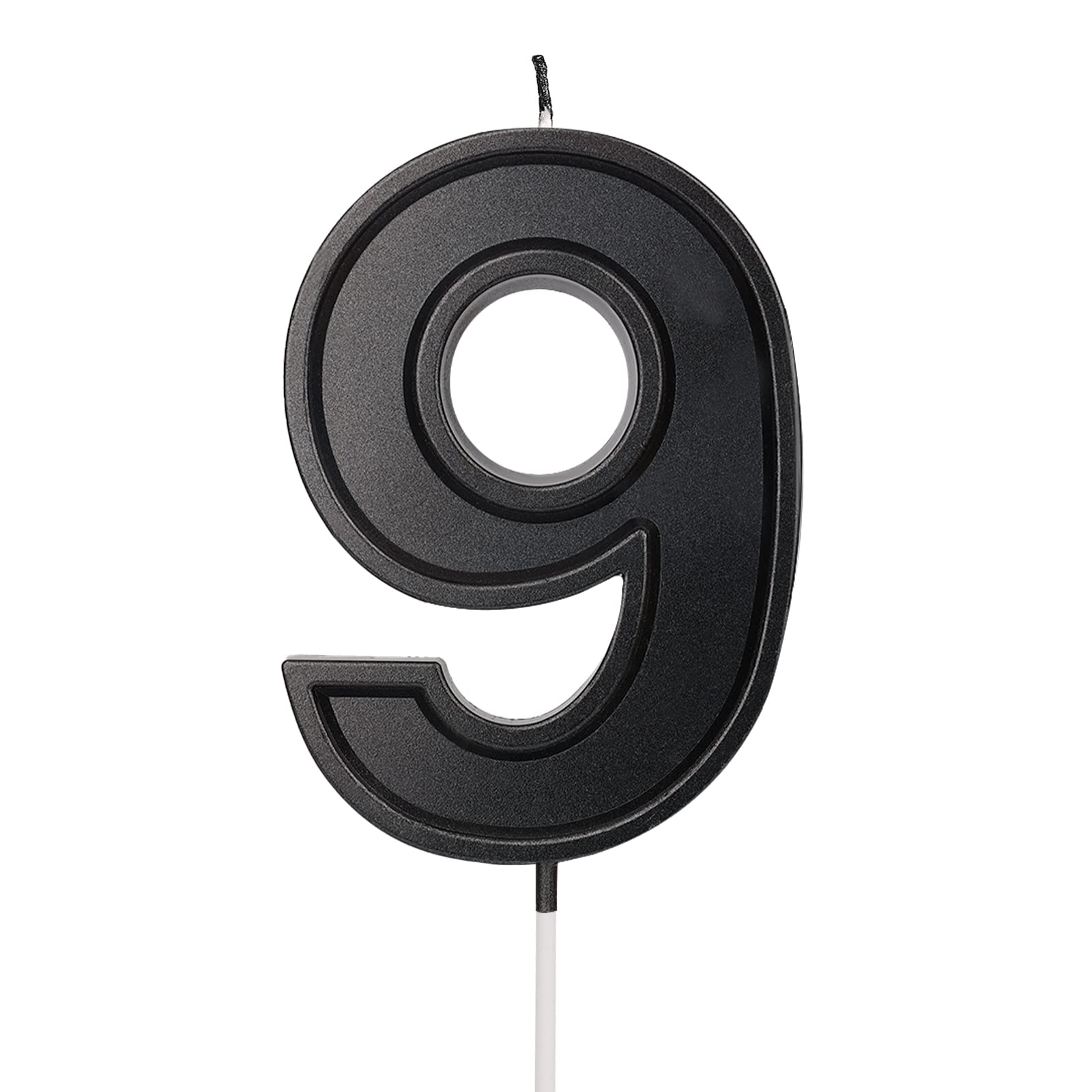 LUTER 3.94 Inches Oversized Birthday Candles Black Birthday Cake Candles Number Candles Cake Topper Decoration for Wedding Party Kids Adults, Number 9