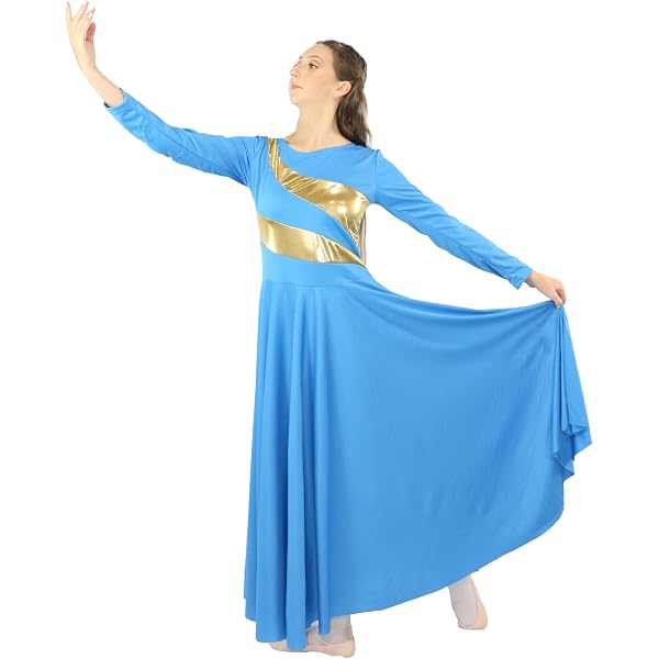 Girls Long Sleeve Vintage Dresses For Girls Danzcue Girls Metallic Color  Block Long Sleeve Praise Dance Dress - New With Tags Long Sleeve Red Dresses  For Girls