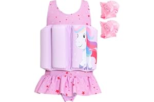 Summshall Baby Girls Swimsuit with Floatation Toddler One Piece Swimsuits Kids Swim Vest Swimwear Float Suit