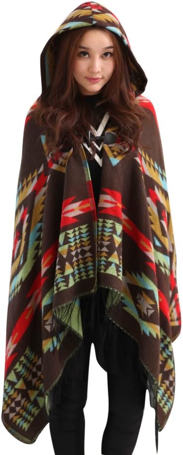 Women's 2019 Fashion Boho Patterned Blanket Poncho Capes Shawl Cardigan