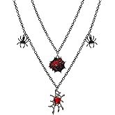 coadipress Spider Choker Necklace for Women Gothic Spider Chain Tassels Necklace Crystal Red Black Spiders Velvet Necklaces Halloween Costume Party Jewelry