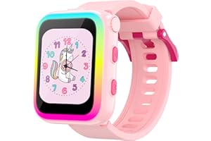 VAKZOVY Kids Smart Watch Girls Gifts for 4-12 Year Old Girls, Rotatable Camera Habit Tracking Music Player Games Interactive Pet 1.69'' Touchscreen Smart Watch for Kids Toys Birthday Gift for Girls Ages 6 7 8