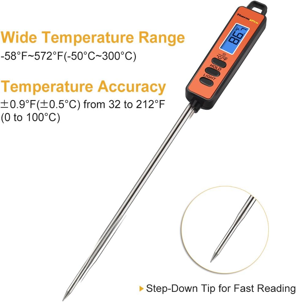 ThermoPro TP01A Digital Meat Thermometer with Long Probe Instant Read Food Cooking Thermometer for Grilling BBQ Smoker Grill Kitchen Oil Candy Thermometer: Kitchen & Dining
