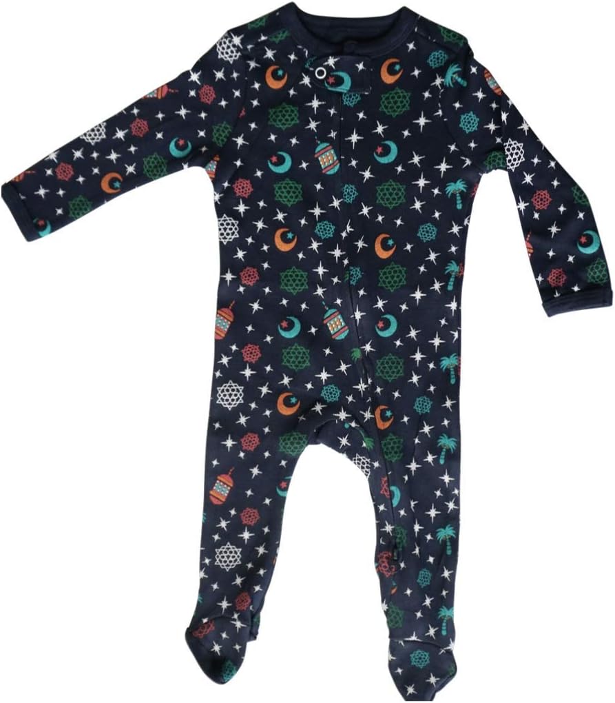 Jasmine and Marigold Infant Romper Footed Sleeper for Muslim Baby for Eid or Ramadan