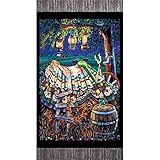 Princess on a Pea Around the World Pairie Panel Black Fabric By The Yard