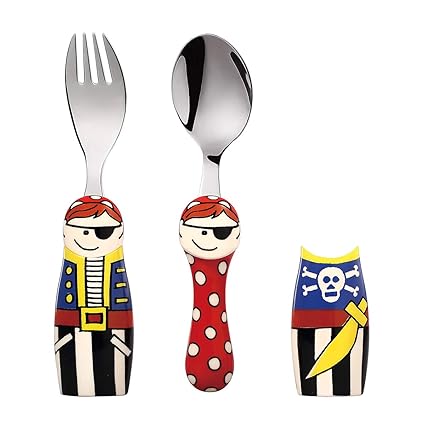 Eat4Fun Duo Kids Stainless Steel Cutlery Set, Pirate, Multi Color