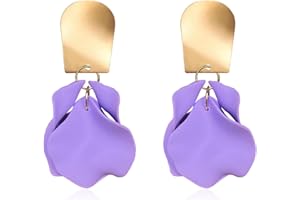 GUOXIAOMEI Chic Elegant Boho Red Rose Petal Dangle Resin Earrings Drop Acrylic Tiered Matte Flower Earrings Statement Exaggerated Floral Tassel Earrings for Women and Girls