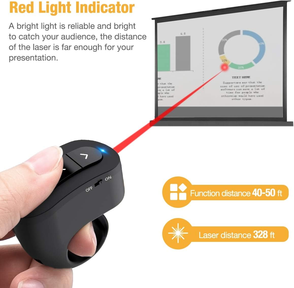 Presentation Clicker, Powerpoint Clicker for Powerpoint Presentations, BEBONCOOL Wireless Presenter for Presentations, Rechargeable Finger Ring Presentation Remote with RF 2.4GHz USB : Office Products