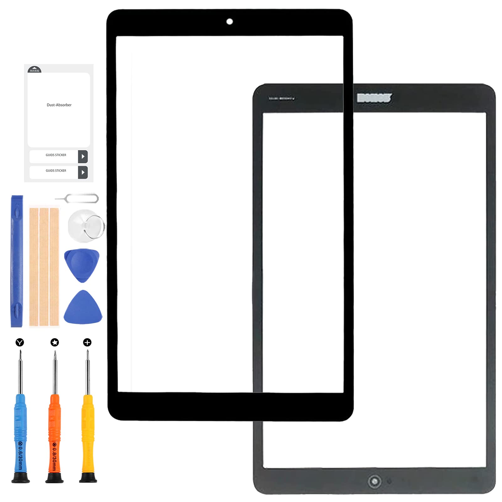 LADYSON 1PCS Front Glass Outer Screen Panel For Huawei MediaPad M5 Lite 8 JDN2-W09 JDN2-AL00 JDN2-L09 8.0inch Screen Replacement Repair Parts Kits with Free Tools,(No Touch Digitizer) (Black)