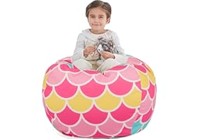 Nobildonna Stuffed Animal Storage Bean Bag Chair Cover Only for Kids Girls Toddler, Large Beanbag Chair Without Filling for Organizing Children Soft Plush Toys