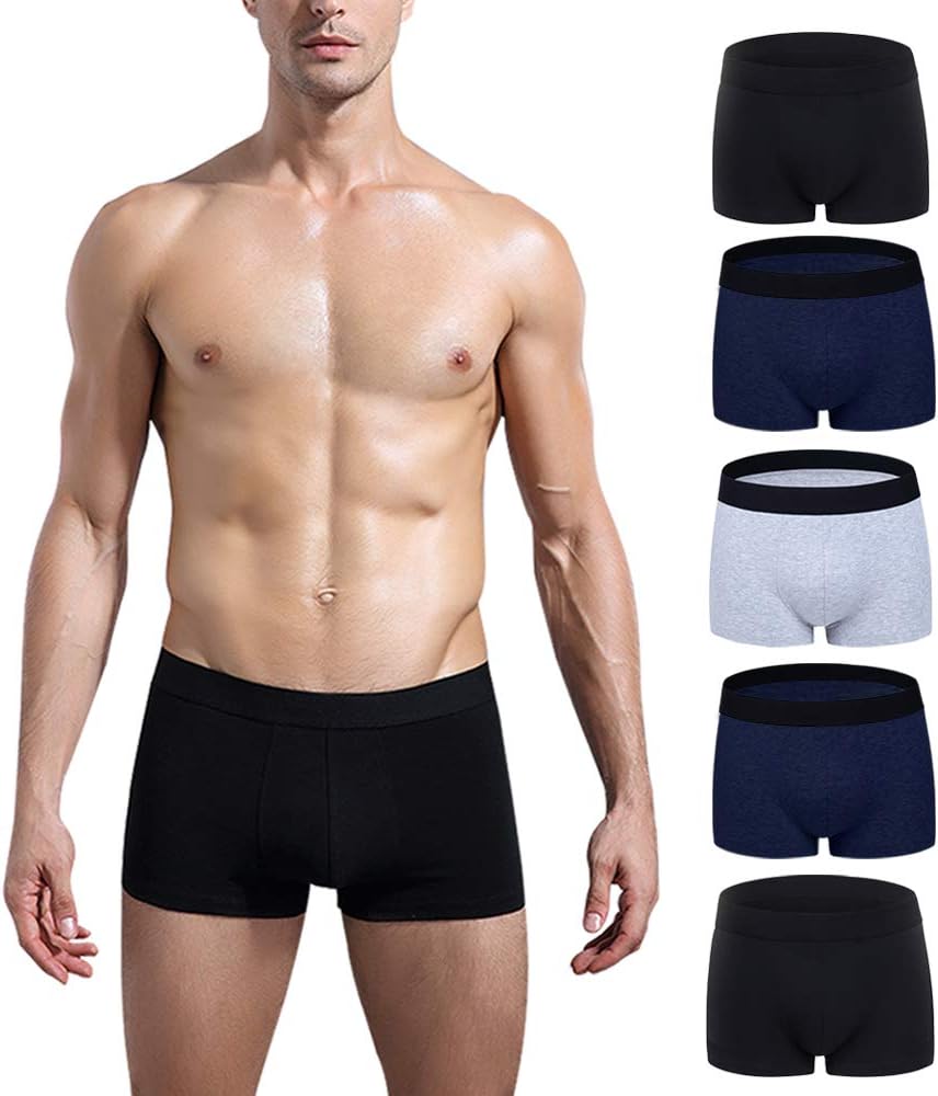 CSYER Mens Boxer Briefs Underwear Comfortable Cotton Breathable Tagless Short Leg Boxers Brief for Men Boys 5 Pack Small