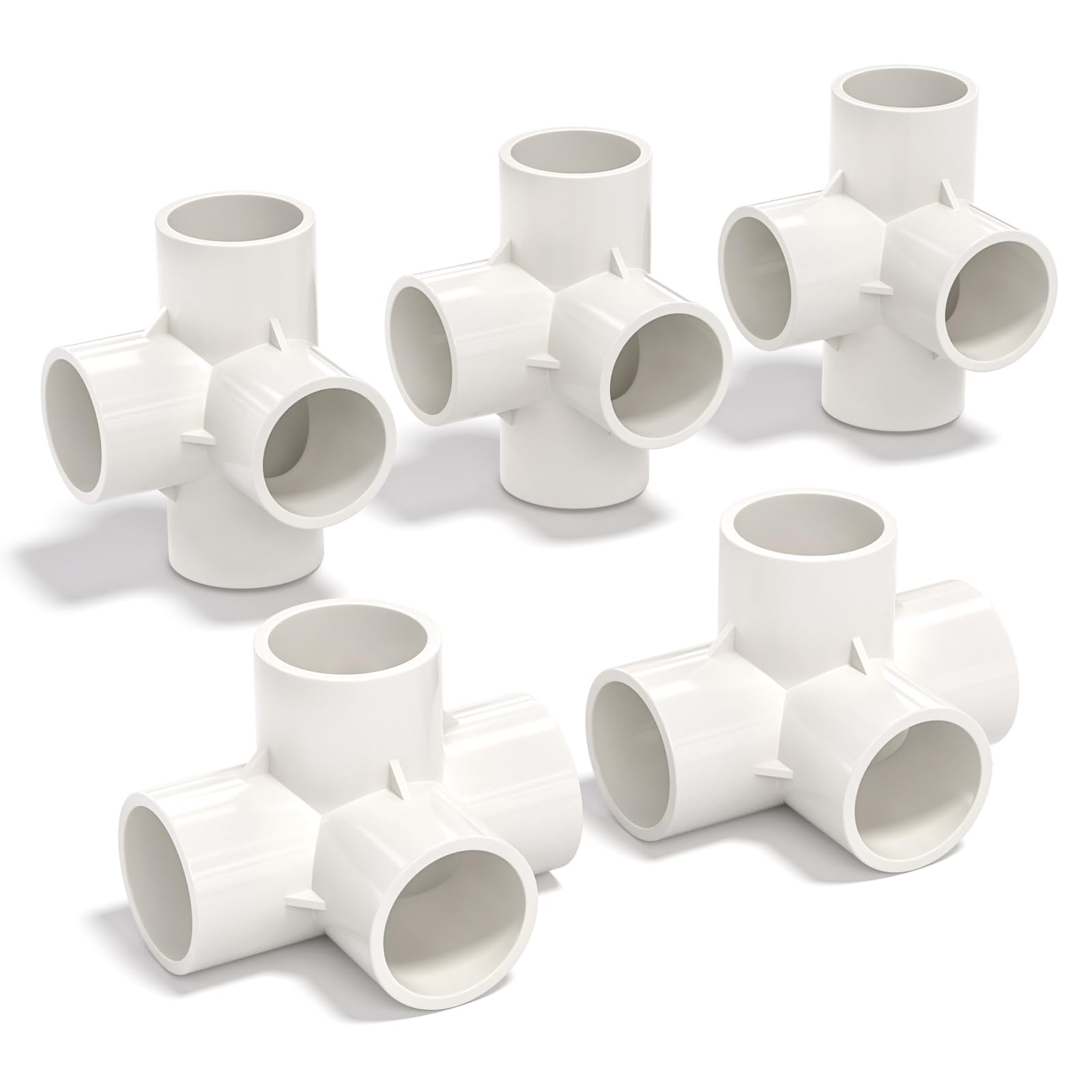 Bwintech 5 Pcs 40MM (1-1/4") 4 Way Cubic Tee Slip Connector PVC-U Fitting Elbow Coupling Connector Garden Water Pipe Connection