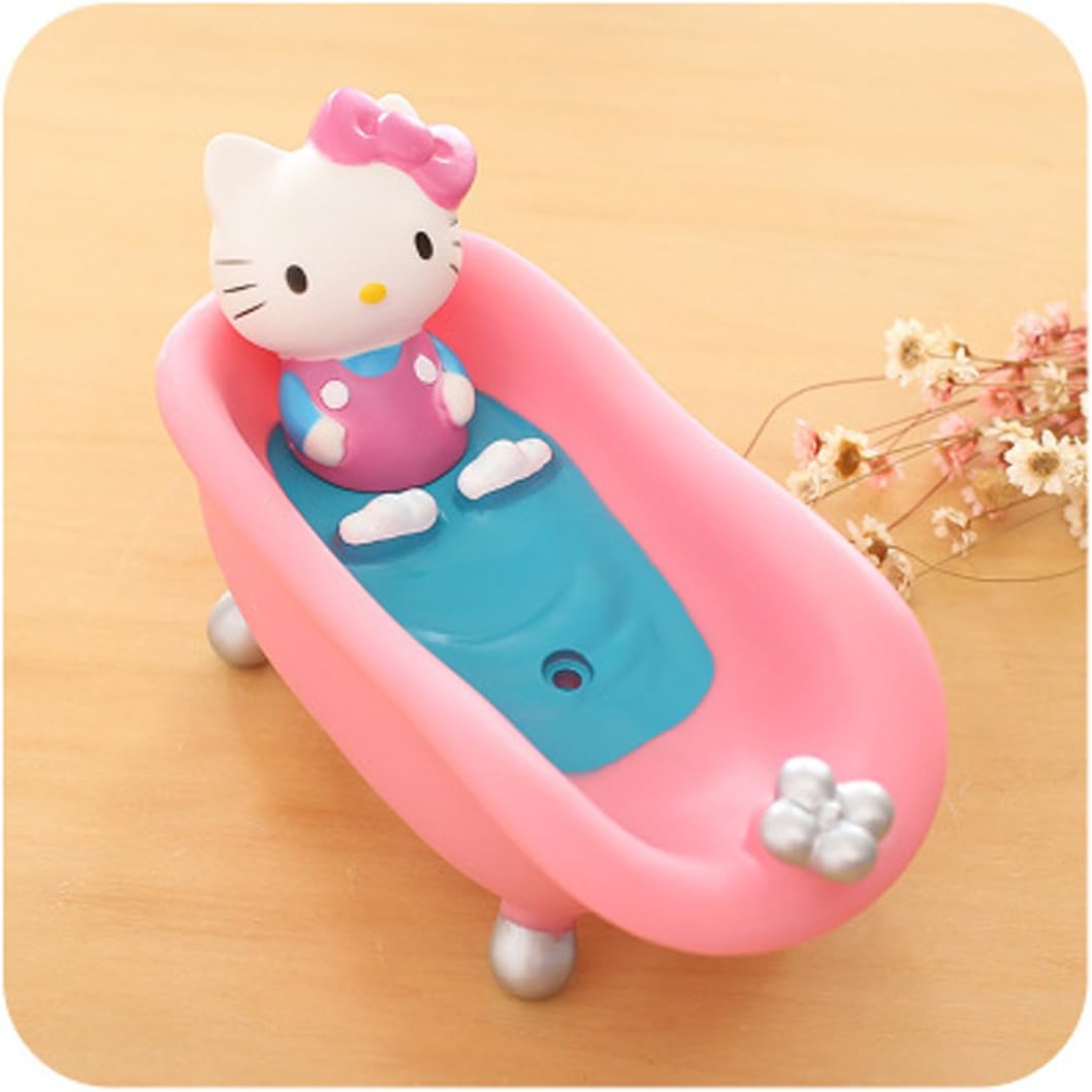 HEYFAIR Soap Dish Holder,Cartoon Soap Container (Hello Kitty Pink)