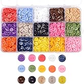 OELFFOW Round 2 Holes Craft Buttons, 1125Pcs 0.35 Inch(9mm) Sewing Buttons, 15 Colors Resin Buttons, for Sewing Children Swea
