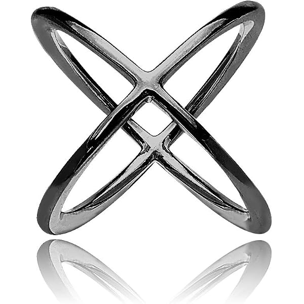 Sterling Silver Criss-Cross Woven Band Ring With Simulated Blue Opal - Size 8 - View #10